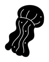One jellyfish in black and white color. Doodle clip art for your projects. vector