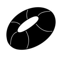 One simple inflatable ring in black and white colors. Doodle clip art for your projects. vector