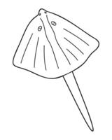 Doodle ramp fish in white and black. Clip art for your projects. vector