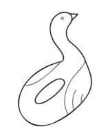 Inflatable ring white and black in the shape of a swan. Doodle clip art for your projects. vector