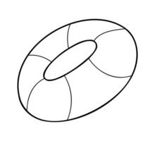 One simple inflatable ring in white and black. Doodle clip art for your projects. vector