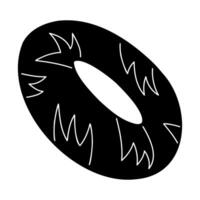 Inflatable ring in black and white with a pattern. Doodle clip art for your projects. vector