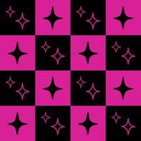 Checkered seamless black and pink pattern with sparks. graphics. vector
