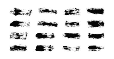Grunge Brush strokes set. Dirty effect banners. Painted long shapes. Black text boxes with texture. Paintbrush collection rectangular elements vector