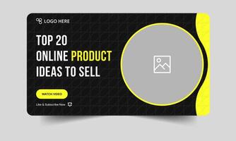 Creative online products ideas tips and tricks thumbnail banner design, product sell youtube thumbnail template design, creative thumbnail offer cover template, editable eps file vector