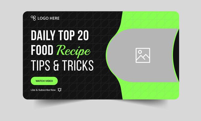 Food recipe tips and tricks thumbnail banner design, daily food review techniques cover banner design, fully customizable eps 10 file format