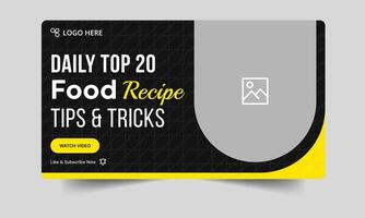 Editable food recipe techniques cover banner design, restaurant food recipe tips and tricks thumbnail banner design, fully customizable eps 10 file format vector