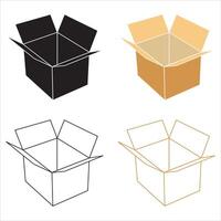 Open Box icon set. open package icon design vector