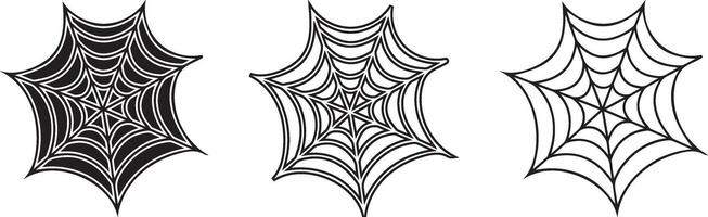 Set of simple spider webs line art illustration vector