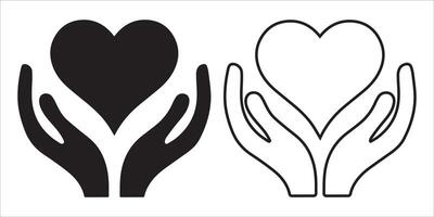 A heart symbol held by hands, representing love and health vector