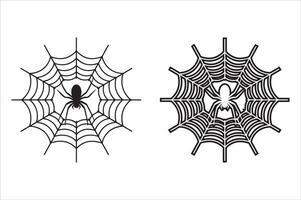Spider web with spider line art of illustration vector