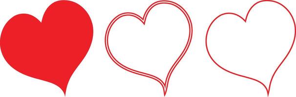 rojo corazón colocar. amor íconos aislado en blanco antecedentes vector