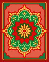 Traditional mandala red and green ornament square type, symetric mandala ornament background for packaging, design pattern vector