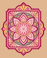 Traditional mandala pink ornament square type, symetric mandala ornament background for packaging, design pattern vector