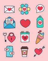 Bundle of valentines day set illustration design. vector