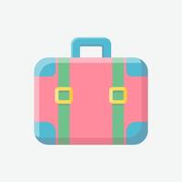 Pink travel suitcase. Flat illustration. Isolated image on a white background. vector