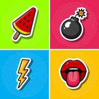 Mini set of stickers in pop art style. vector