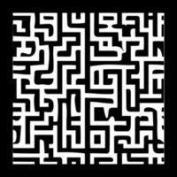 A black and white maze with a square pattern vector
