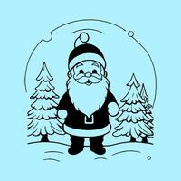 Santa claus in the snow with trees vector