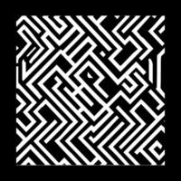 A black and white square pattern with a maze design vector