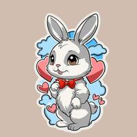 Cartoon rabbit with heart on the background vector