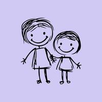 A drawing of a mother and child vector