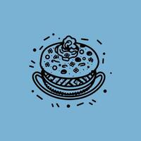 A cake with a frosting on it is shown vector