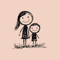 A drawing of a mother and child vector