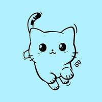 cartoon cat running on a blue background with a black outline vector