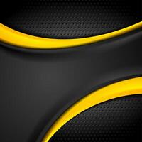 Dark orange black tech wavy abstract background vector