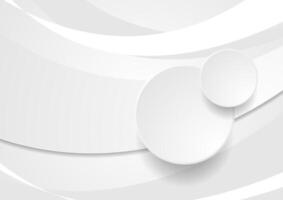 Grey white wavy background with circles vector