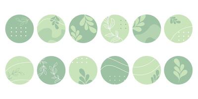 Spring green neutral minimal Instagram Highlight set vector