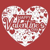 Romantic Valentine's Day card with text and red hearts vector
