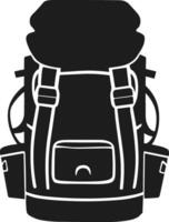 Camping Backpack Silhouette Illustration with Multiple Straps and Pockets for Hiking and Adventure vector