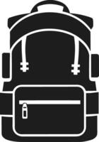 Modern Backpack Silhouette Illustration with Multiple Pockets for Travel and School vector