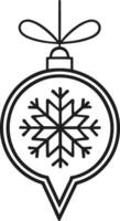 Christmas Ornament with Snowflake Design - Outline Illustration vector