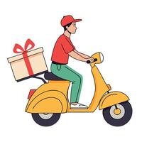 A man on a scooter with a box on the back vector
