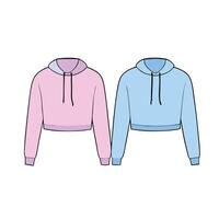 Two hoodies with different colors on them vector