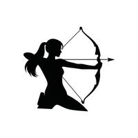 Illustration of an Archer in Action Silhouette of a Man Focusing on Target with Bow and Arrow vector