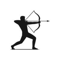 Professional Archer Silhouette Depicting Bow and Arrow Precision in a Classic Shooting Pose vector