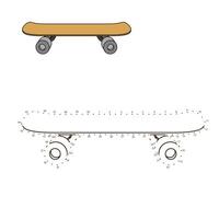 Connect the dots to draw skateboard educational game illustration vector
