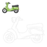 Connect the dots to draw scooter educational game illustration vector