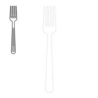 Connect the dots to draw fork educational game illustration vector