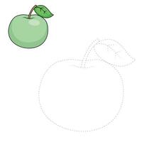 Connect the dots to draw apple educational game illustration vector