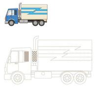 Draw cartoon truck educational game illustration vector