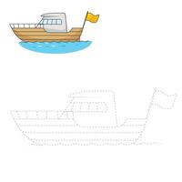 Connect the dots to draw yacht educational game illustration vector