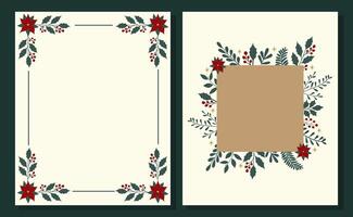 Set of Christmas template with decorative floral frames with copy space vector