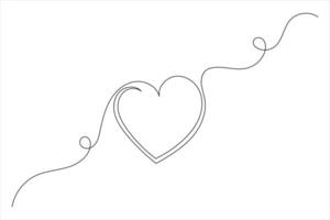 Heart shape continuous single line drawing illustration and love shape one line art vector