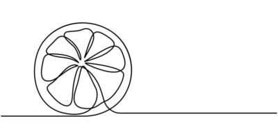 Orange with slice one continuous line illustration vector
