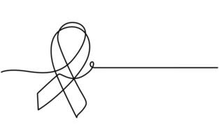 Simple white ribbon continuous line drawing vector
